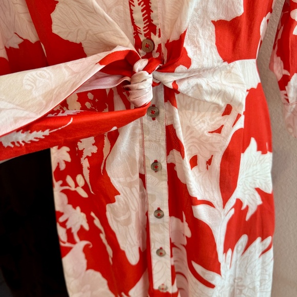 Figue Kate Floral V-Neck Beaded Collar Floral Button Down Shirt Dress Size 6 J - Picture 5 of 10